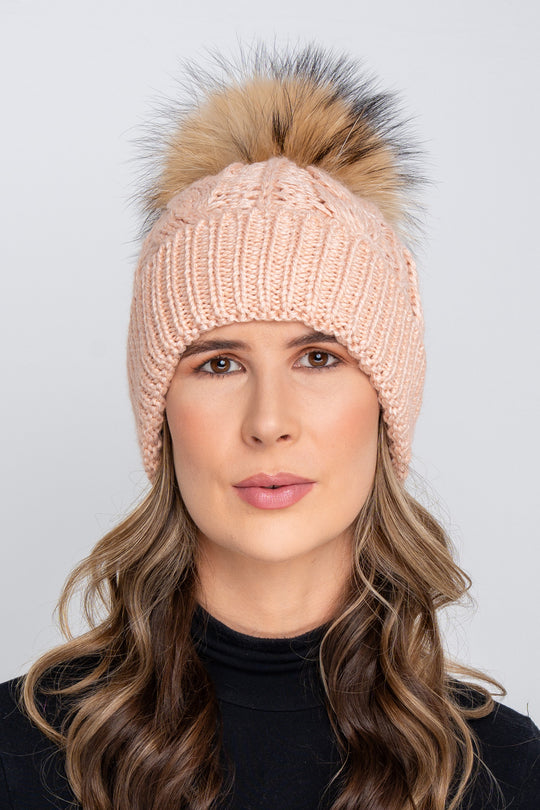 The Melrose Ballet Slipper Pink Fleece Lined Fur Bobble Hat