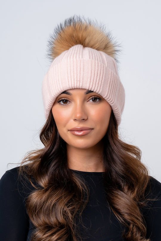 The Belgravia Cashmere Powder Pink Rib Knit Hat