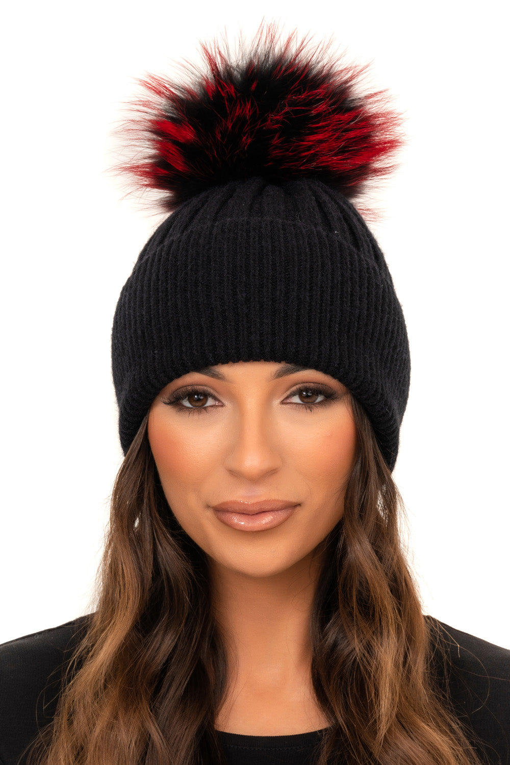 Ladies bobble hats with fur bobble on sale
