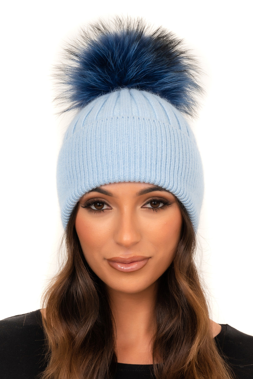 The Soho Baby Blue Angora Wool Fur Bobble Hat The Fur Bobble Shop